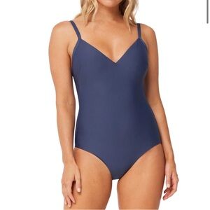 Monte & Lou Hidden Underwire DD/E V Neck Maillot US size 2 (AU8) Navy Swimsuit